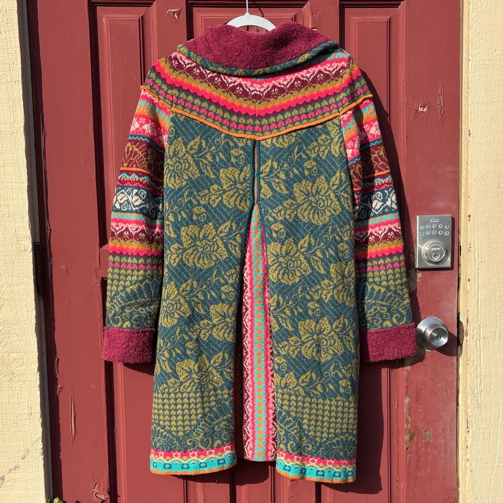 IVKO Multicolor Wool Floral Print Full Zip Jacket with Pleats Size 38 (Small)